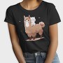 Cute Lama and Cat, Tricou Femei