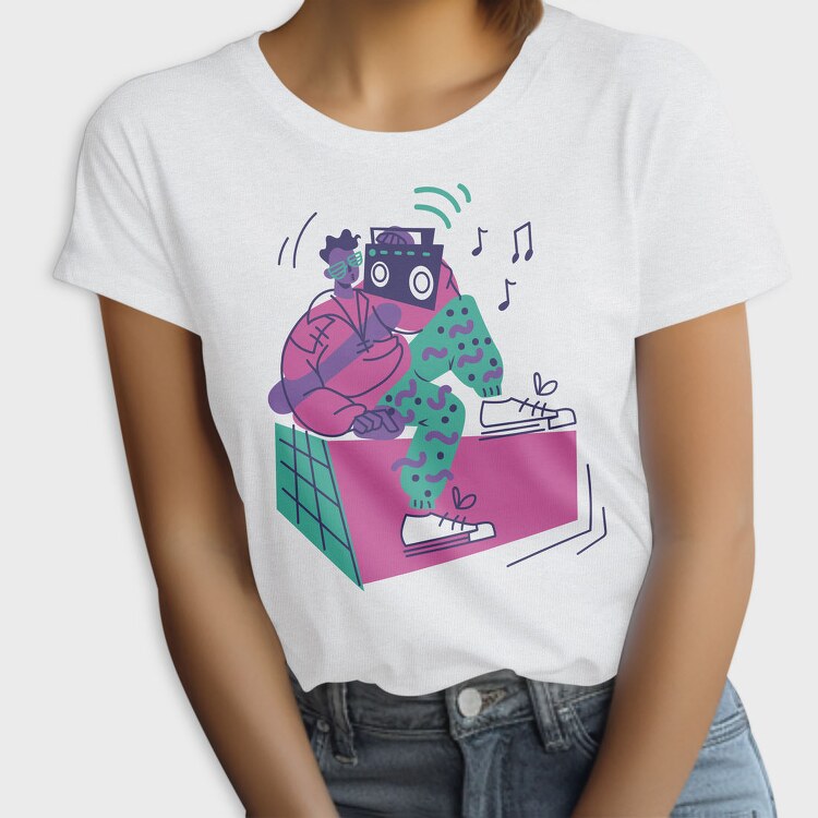 Man With Boombox Retro 80S Character, Tricou Femei