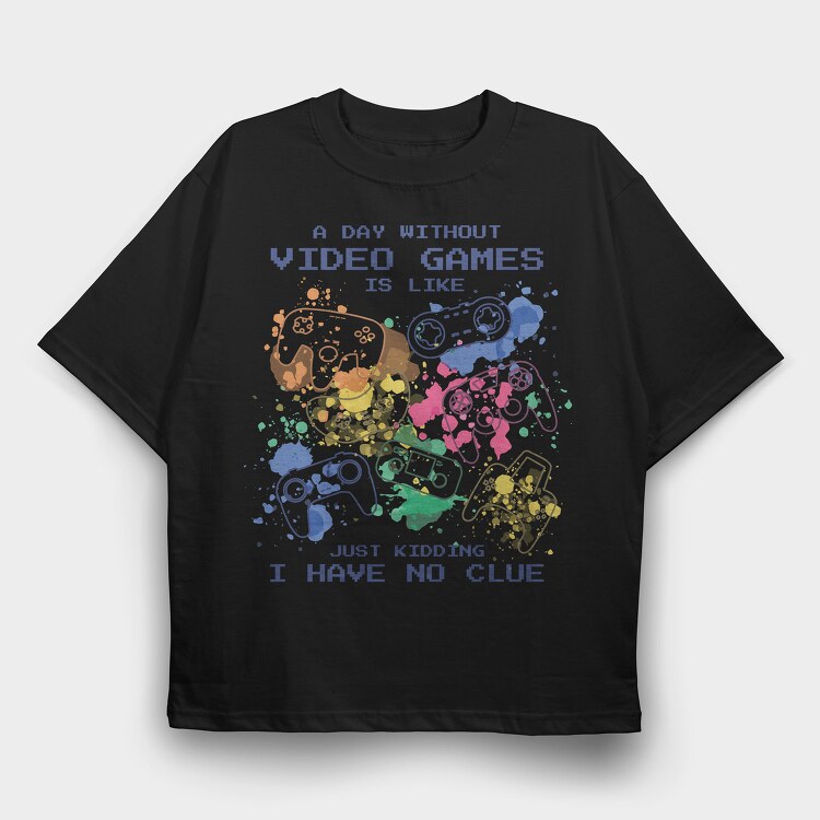 Video Games Quote Watercolor, Tricou Oversize Barbati (Unisex)