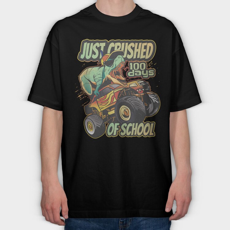 Awesome T Rex Monster Truck Dino School, Tricou Oversize Barbati (Unisex)