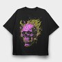 Flaming Punk Skull, Tricou Oversize Barbati (Unisex)