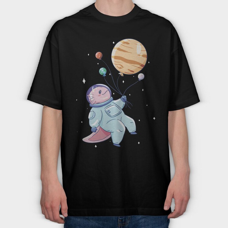 Axolotl Astronaut In Space, Tricou Oversize Barbati (Unisex)