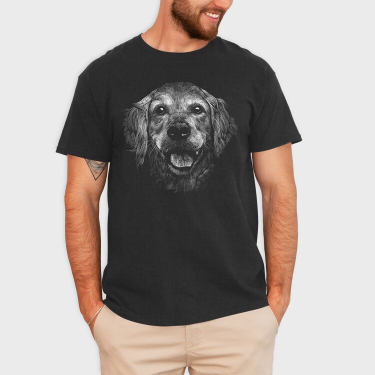 Golden Retriever Monochrome, Tricou Barbati (Unisex)