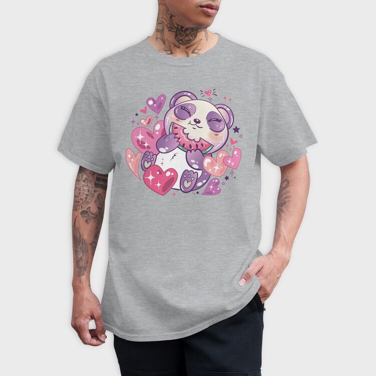 Kawaii Anime Animals Panda, Tricou Barbati (Unisex)