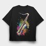 Colorful Saxophone With Splashes, Tricou Oversize Barbati (Unisex)