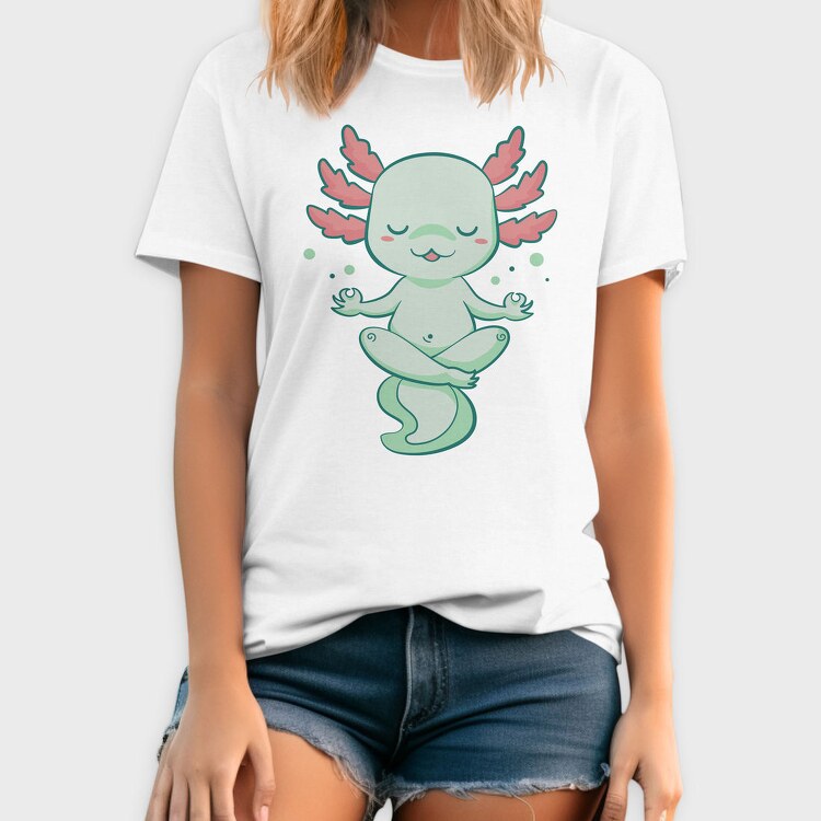 Kawaii Axolotl Meditating, Tricou Barbati (Unisex)