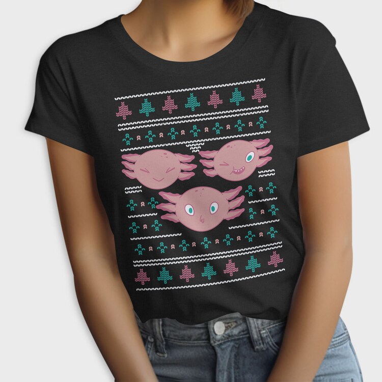 Axolotl Christmas Sweater Ugly, Tricou Femei