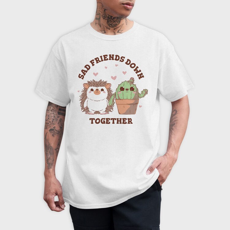 Cactus And Hedgehog Friends Cute, Tricou Barbati (Unisex)