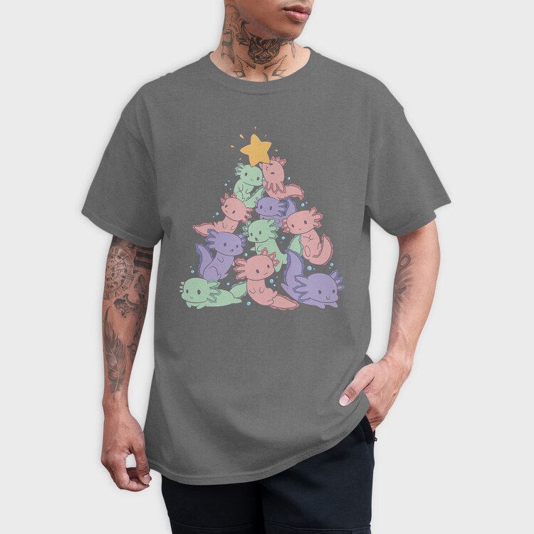 Axolotl Christmas Tree, Tricou Barbati (Unisex)