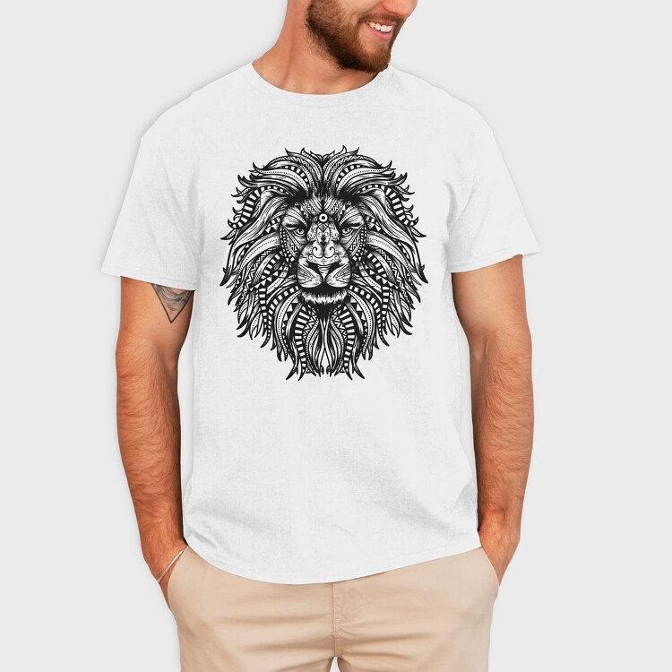 Mandala Lion Leon 001, Tricou Barbati (Unisex)
