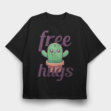Cactus Free Hugs, Tricou Oversize Barbati (Unisex)
