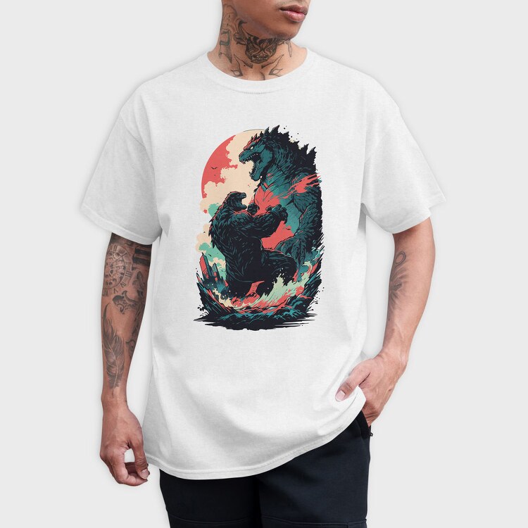 Comic Monsters Fighting Godzilla, Tricou Barbati (Unisex)