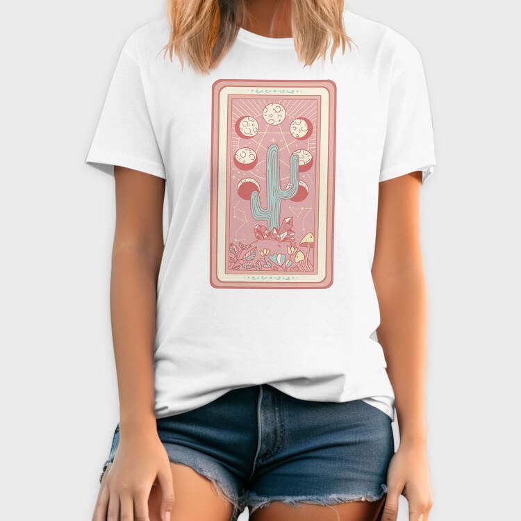 Cactus Plant Tarot Card, Tricou Barbati (Unisex)