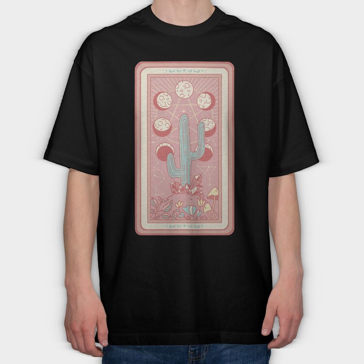Cactus Plant Tarot Card, Tricou Oversize Barbati (Unisex)