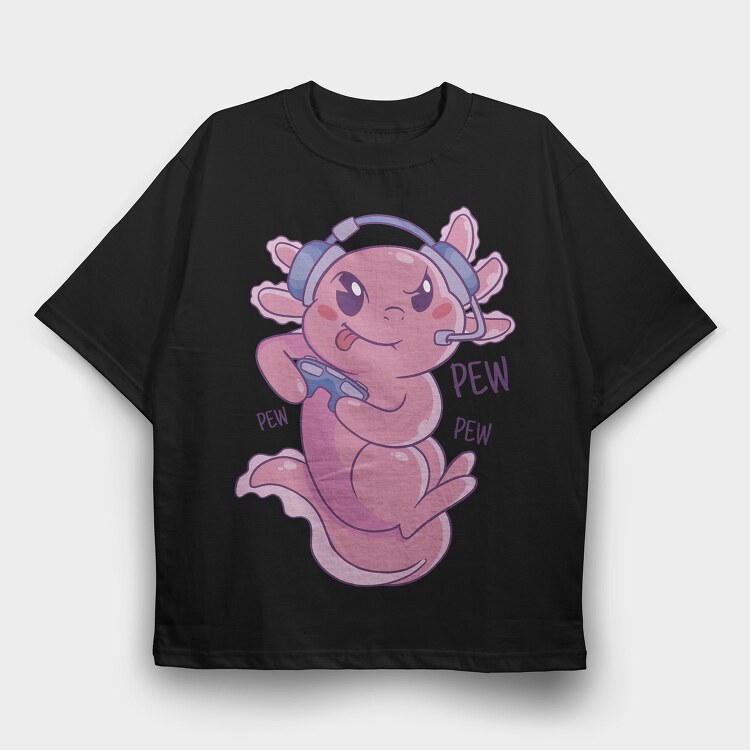 Axolotl Gamer Gaming, Tricou Oversize Barbati (Unisex)