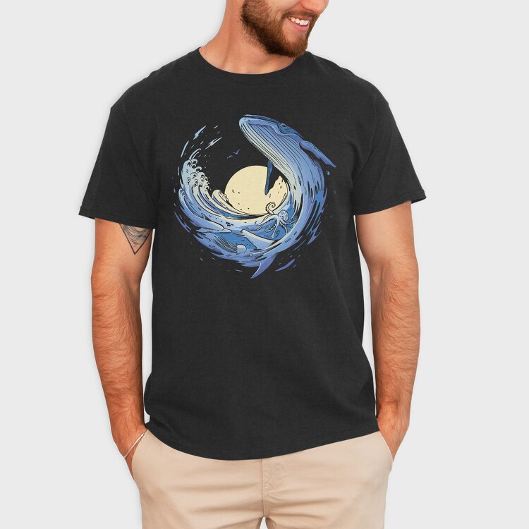 Ocean Wave Whale Sea Animals, Tricou Barbati (Unisex)