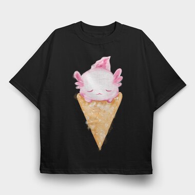 Axolotl Ice Cream Watercolor, Tricou Oversize Barbati (Unisex)