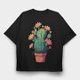 Cactus With Yellow Flowers, Tricou Oversize Barbati (Unisex)