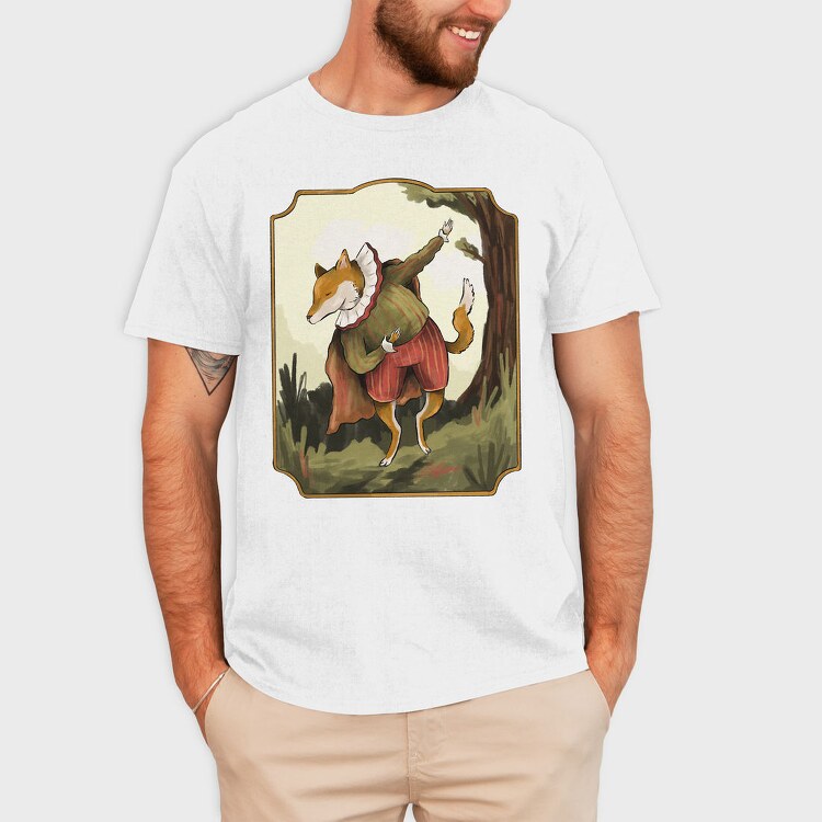 Vintage Fox Coat Illustrations, Tricou Barbati (Unisex)