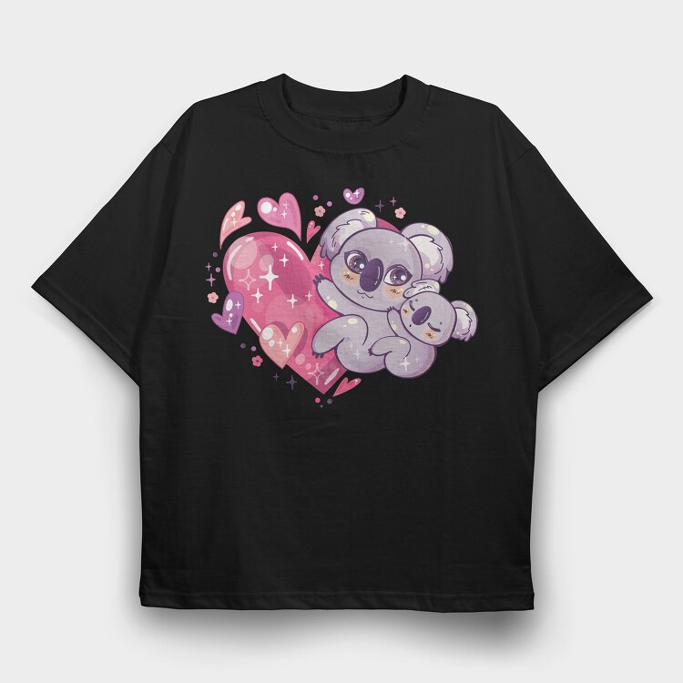 Kawaii Koala Anime Animals, Tricou Oversize Barbati (Unisex)