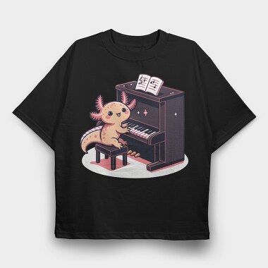 Axolotl Pianist, Tricou Oversize Barbati (Unisex)