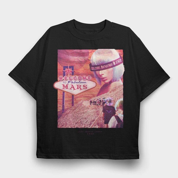 Mars Planet Psychedelic, Tricou Oversize Barbati (Unisex)