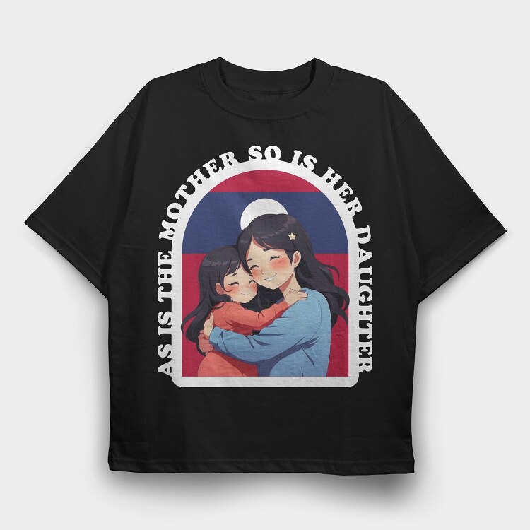 Kawaii Mother And Daughter Laos, Tricou Oversize Barbati (Unisex)