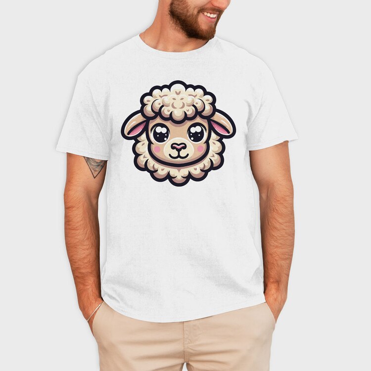 Kawaii Sheep Face, Tricou Barbati (Unisex)
