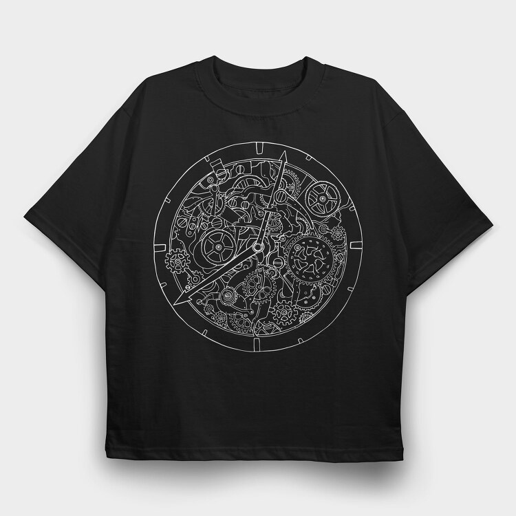Mechanical Watch Line Art, Tricou Oversize Barbati (Unisex)