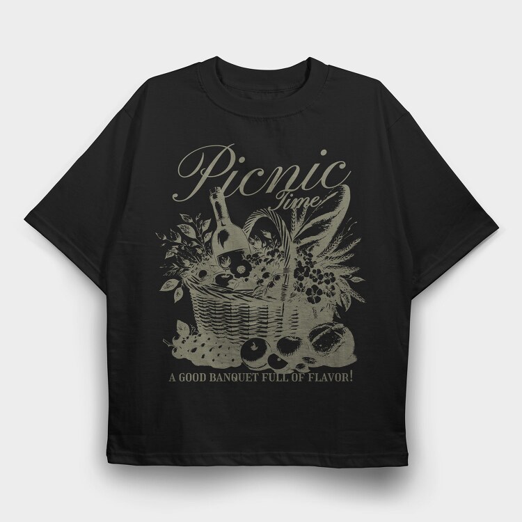 Vintage Picnic Basket, Tricou Oversize Barbati (Unisex)