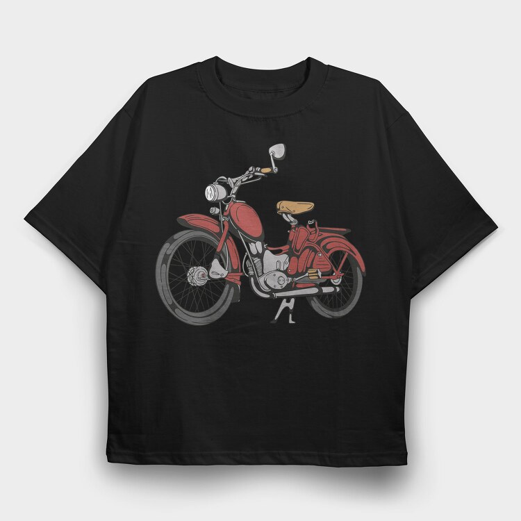 Vintage Red Motorcycle, Tricou Oversize Barbati (Unisex)