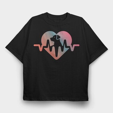 Dog Love Heartbeat, Tricou Oversize Barbati (Unisex)