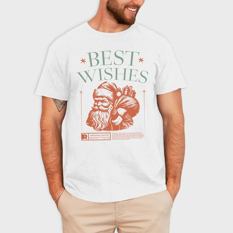 Vintage Santa Best Wishes Grunge, Tricou Barbati (Unisex)