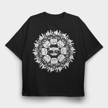 Kitty Cats Mandala, Tricou Oversize Barbati (Unisex)