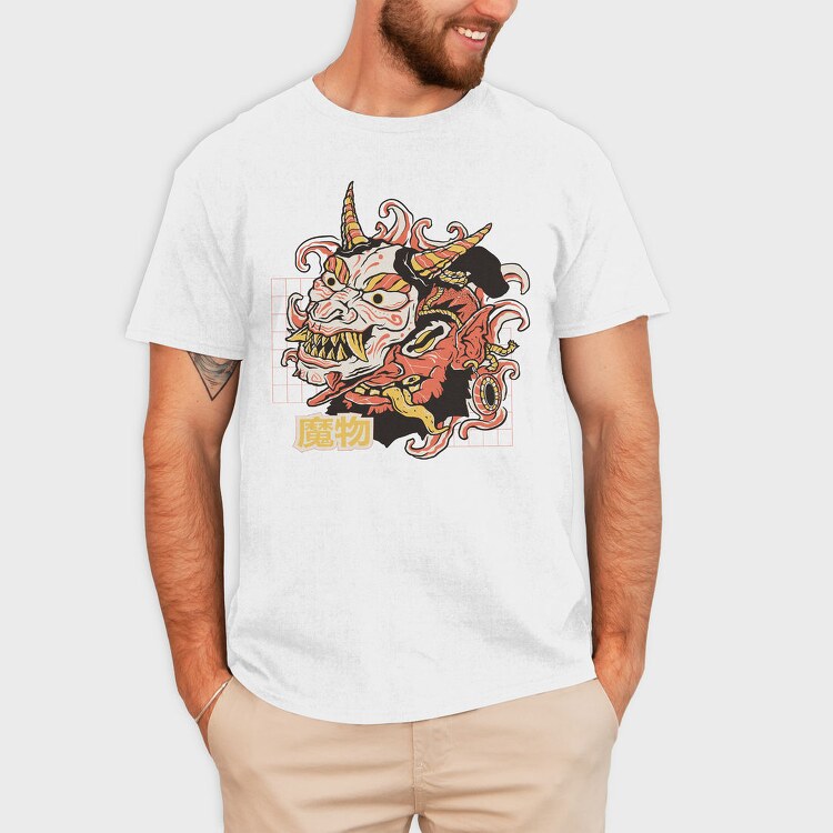 Oni Monster Asian Mask, Tricou Barbati (Unisex)