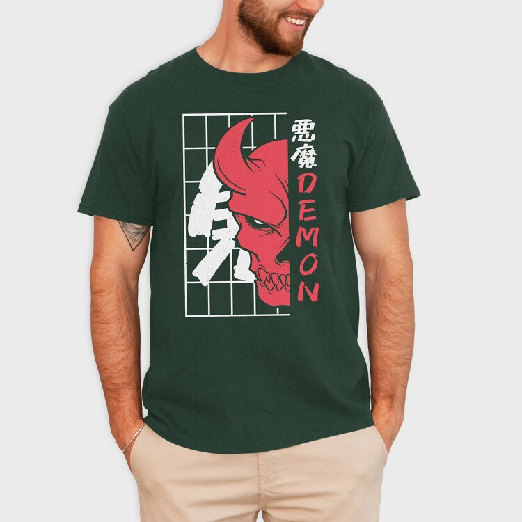 Oni Skull Flat, Tricou Barbati (Unisex)