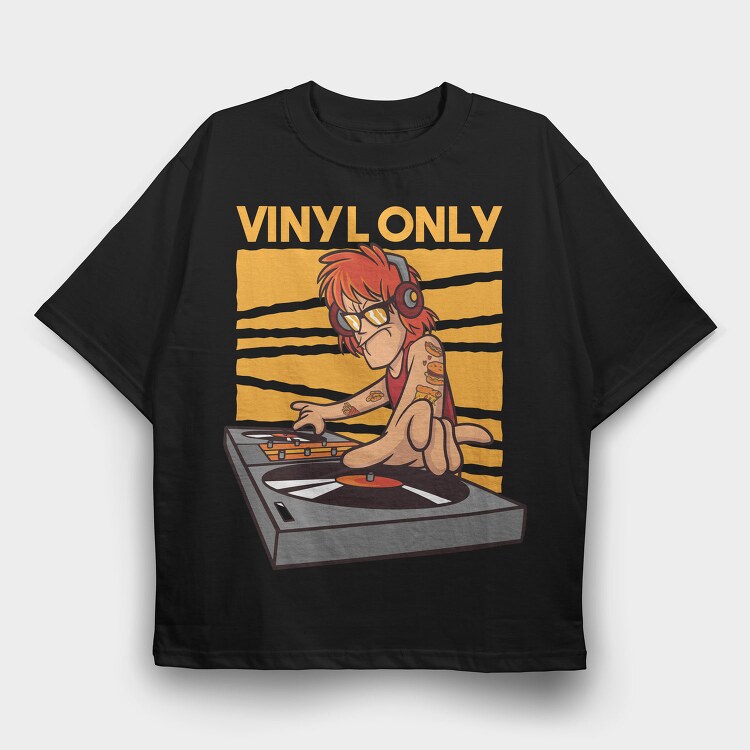 Vinyl Dj Quote, Tricou Oversize Barbati (Unisex)