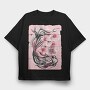 Koi Fish Animal Sakura Flowers, Tricou Oversize Barbati (Unisex)