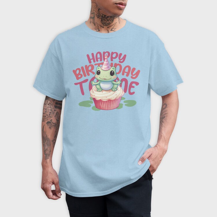 Cute Frog On Cupcake Birthday Mug, Tricou Barbati (Unisex)
