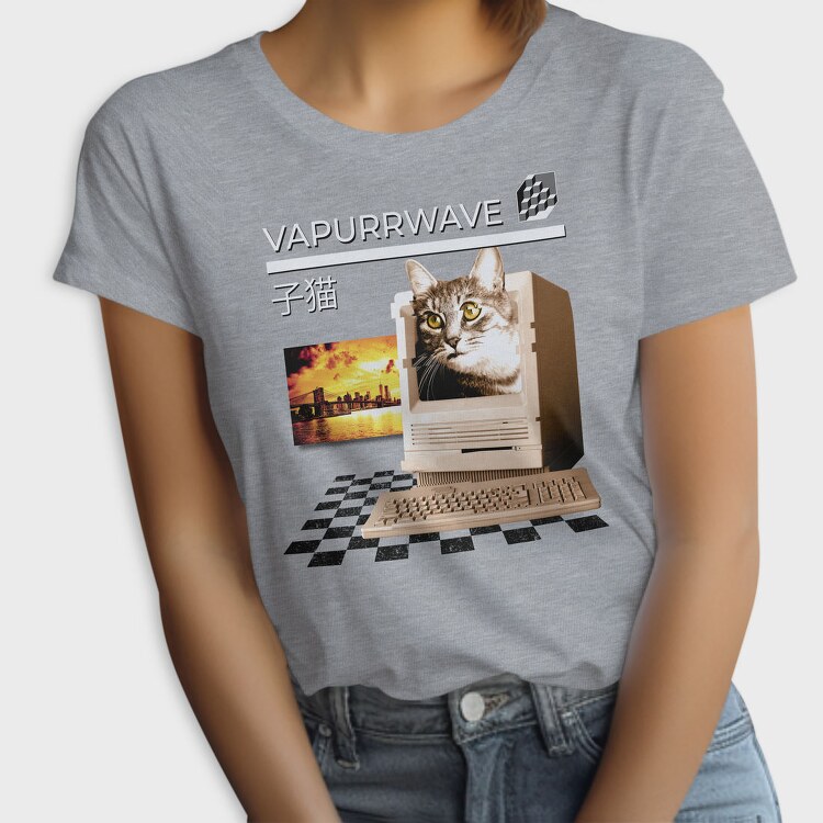 Cat Vaporwave Glitch 2 Vapurrwave, Tricou Femei