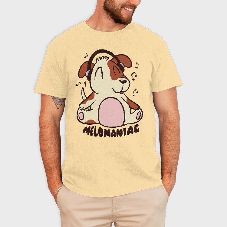 Dog With Headphones Music, Tricou Barbati (Unisex)