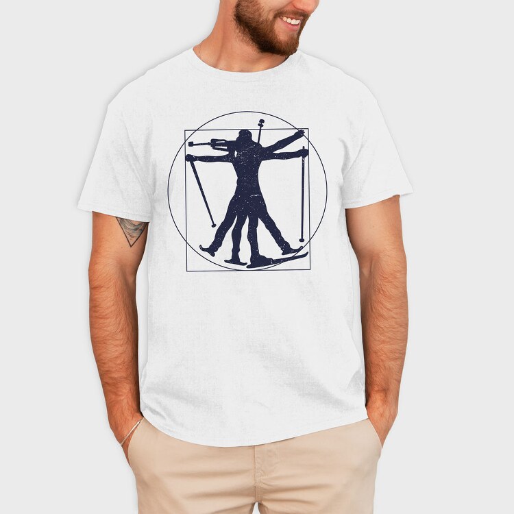Vitruvian Biathlete Silhouette, Tricou Barbati (Unisex)