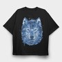 Wolf Animal Watercolor Polygon, Tricou Oversize Barbati (Unisex)