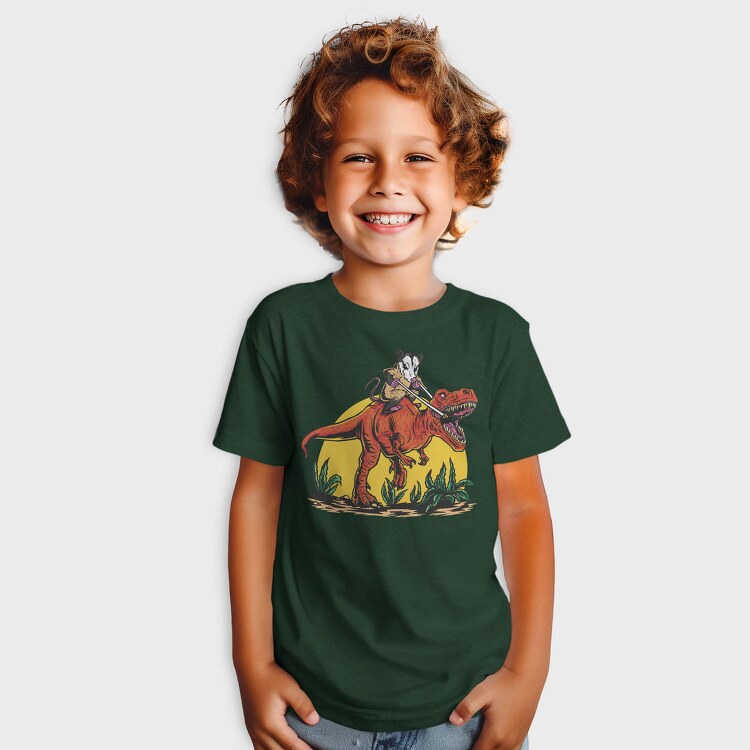 Opossum Riding T Rex Dinosaur, Tricou Copii
