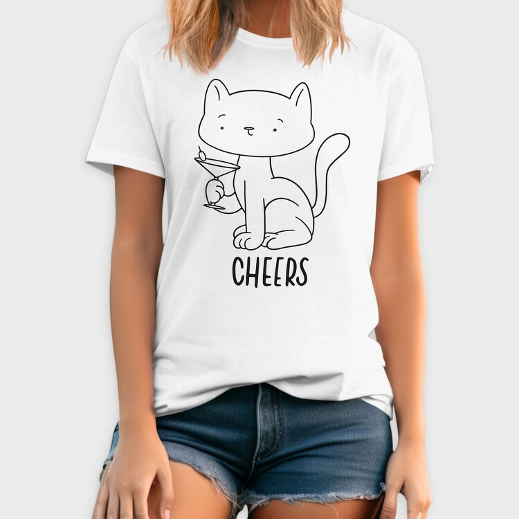 Cat With Drink Stroke Cheers, Tricou Barbati (Unisex)
