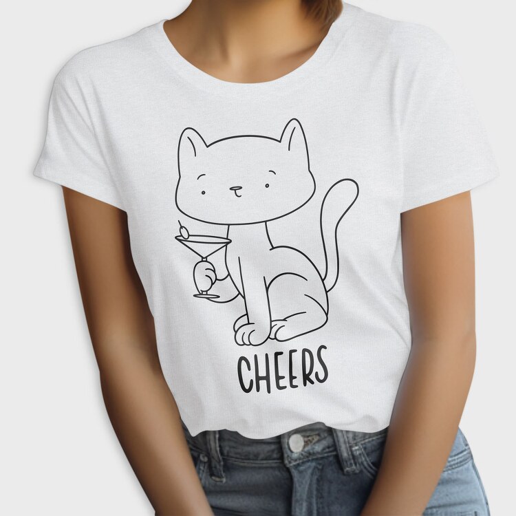 Cat With Drink Stroke Cheers, Tricou Femei
