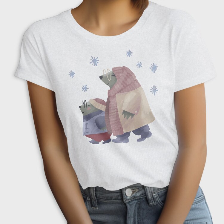 Otter Animal Family Winter Mug 03, Tricou Femei