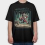Krampus Comes Retro Comic, Tricou Oversize Barbati (Unisex)