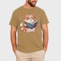 Cat With Glasses Reading Book, Tricou Barbati (Unisex)