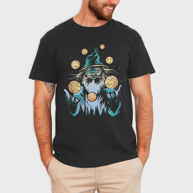 Wizard Juggling Planets, Tricou Barbati (Unisex)
